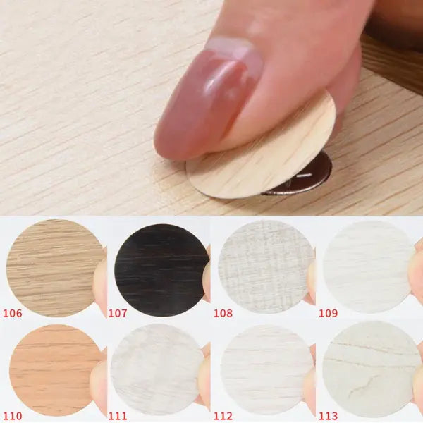 54pcs/Sheet Self-Adhesive Furniture Screw Cap Covers Round Wood Texture Stickers for Cabinets