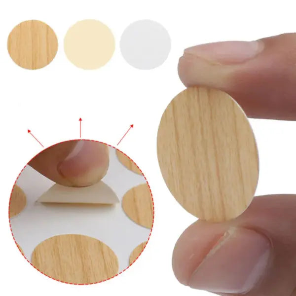 54pcs/Sheet Self-Adhesive Furniture Screw Cap Covers Round Wood Texture Stickers for Cabinets
