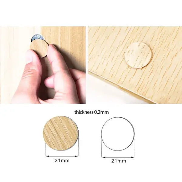 54pcs/Sheet Self-Adhesive Furniture Screw Cap Covers Round Wood Texture Stickers for Cabinets