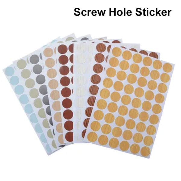 54pcs/Sheet Self-Adhesive Furniture Screw Cap Covers Round Wood Texture Stickers for Cabinets