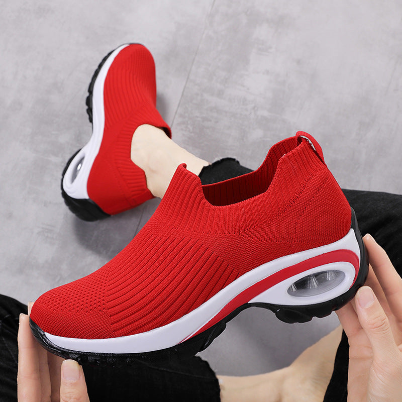 Women Casual Round Toe Mesh Shoes - Red / Size35