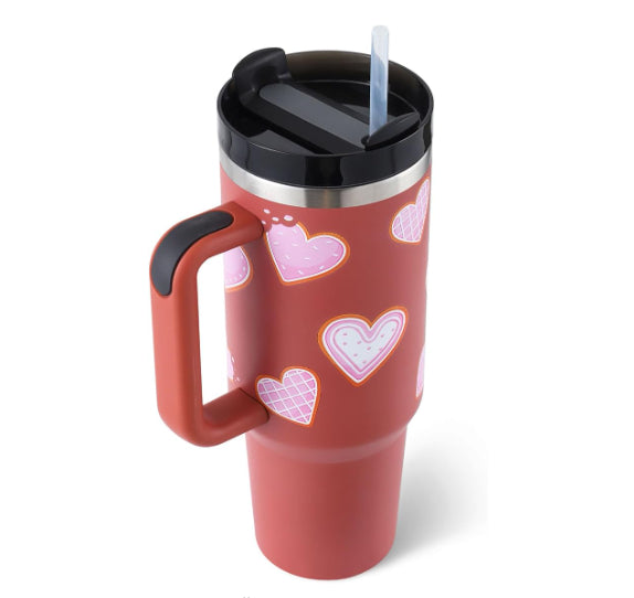 40oz Insulated Stainless Steel Tumbler with Handle and Lid - Pink / 1200ML / 1PC