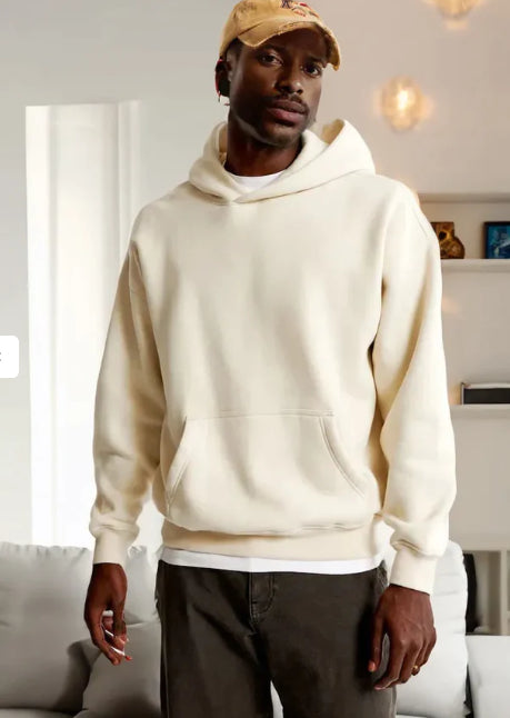 Loose Type Floral Print Lantern Sleeve Unisex Hoodie - Cream / 2XL