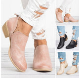 Retro High Heel Ankle Boots in Breathable Material