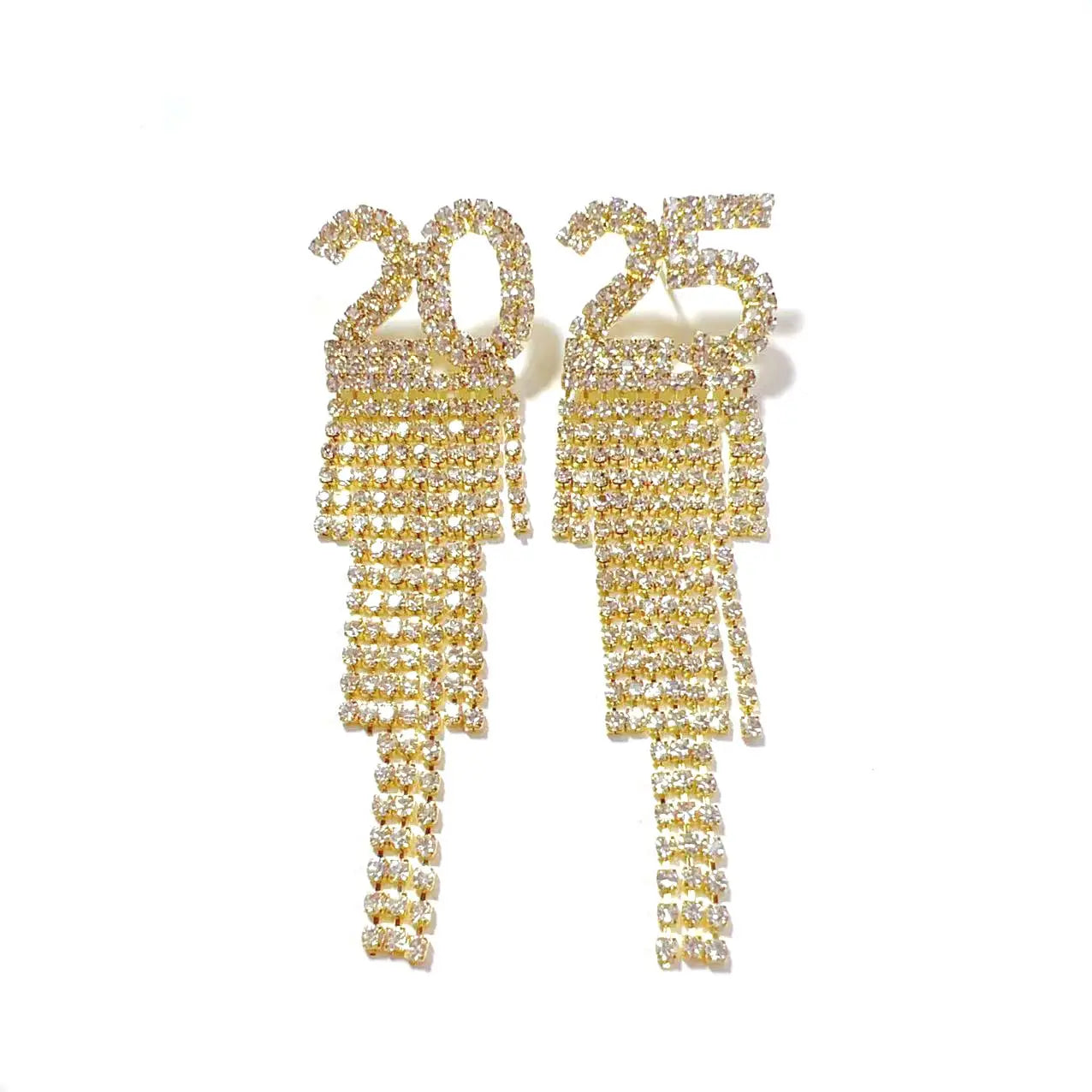 Digital Rhinestone Letter Earrings for Women’s Fashion Accessory 2025