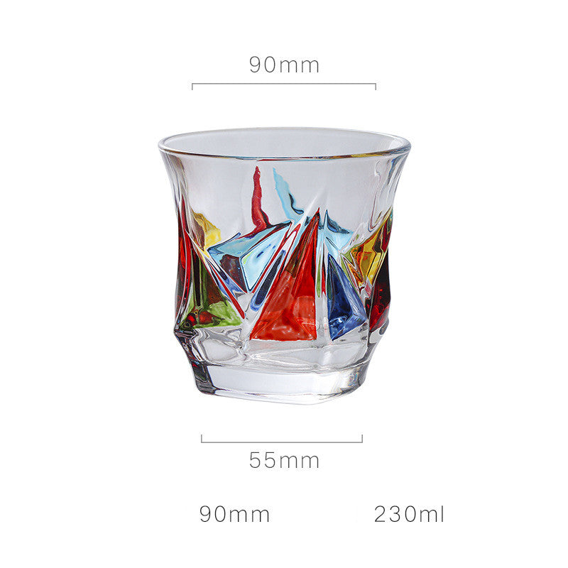 European Style New Enamel Whisky Glass With Colorful Woven Pattern - 2 Style / 1PCS - Hair Remover