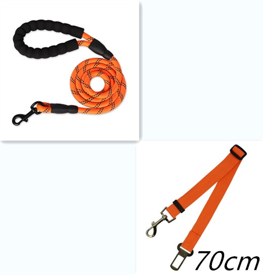 Reflective Dog Leash Nylon Pet Dog Leash Rope For Small Medium Large Dogs Walking Training Pet Suppiles - Orange set