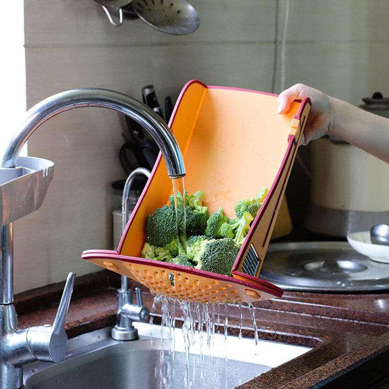Multifunctional Cutting Board Foldable Ginger Knife For Draining Water - Orange