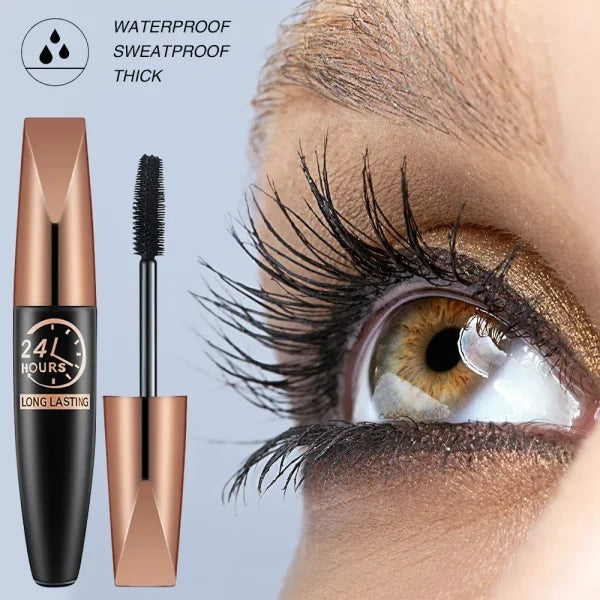 5D Waterproof Mascara – Lengthens & Extends Eyelashes, Black Silk Fiber, Long-Lasting Female Makeup Cosmetic - Himpall