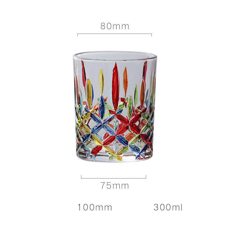European Style New Enamel Whisky Glass With Colorful Woven Pattern - 7 Style / 1PCS - Hair Remover