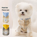 Chessboard Grid Hooded Traction Vest Autumn And Winter Pet - Hair Remover