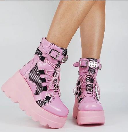 Pink Wedge Boots in Faux Polyurethane Material - Pink / 41