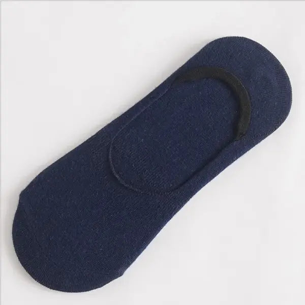 5Pairs Men Boat Cotton Socks Summer Bamboo Fiber Low Cut Socks - Navy / 5pairs