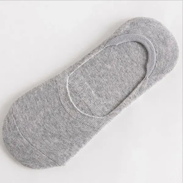 5Pairs Men Boat Cotton Socks Summer Bamboo Fiber Low Cut Socks - Light Grey / 5pairs