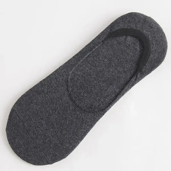 5Pairs Men Boat Cotton Socks Summer Bamboo Fiber Low Cut Socks - Dark Grey / 5pairs