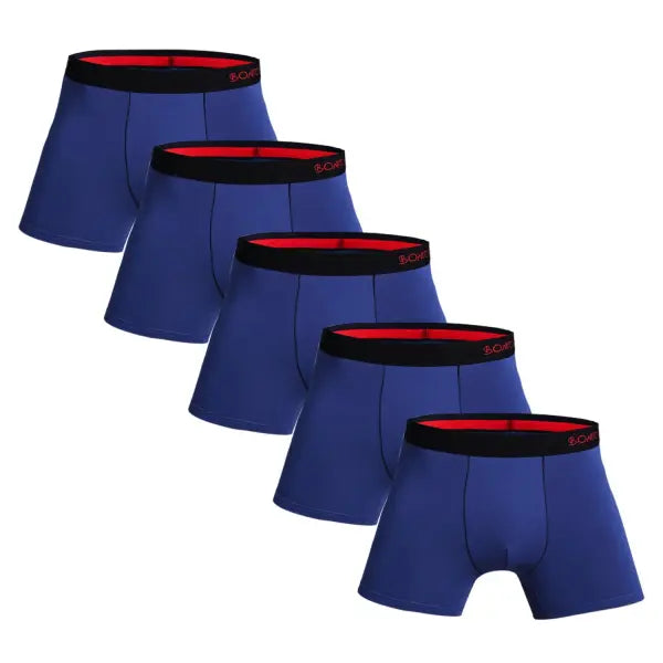 Cotton Elastane Boxer Shorts Luxury Set for Gym Wear - 5pcs B2Blue Black / S / China Mainland