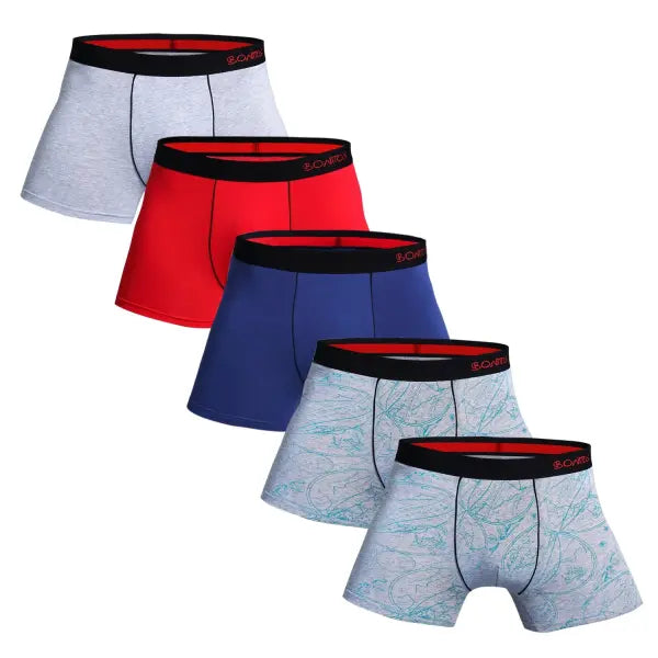 Cotton Elastane Boxer Shorts Luxury Set for Gym Wear - 5pcs B2 -3 / L / China Mainland