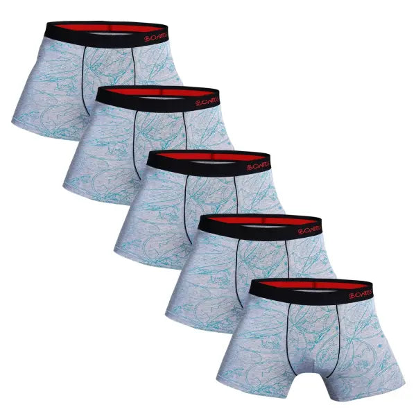 Cotton Elastane Boxer Shorts Luxury Set for Gym Wear - 5pcs B2print Grey / XXL / China Mainland
