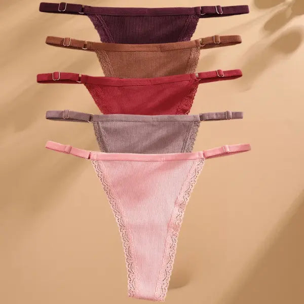 Elastane material composition women panties n447 cotton thong for casual style - Set8 / M / Set