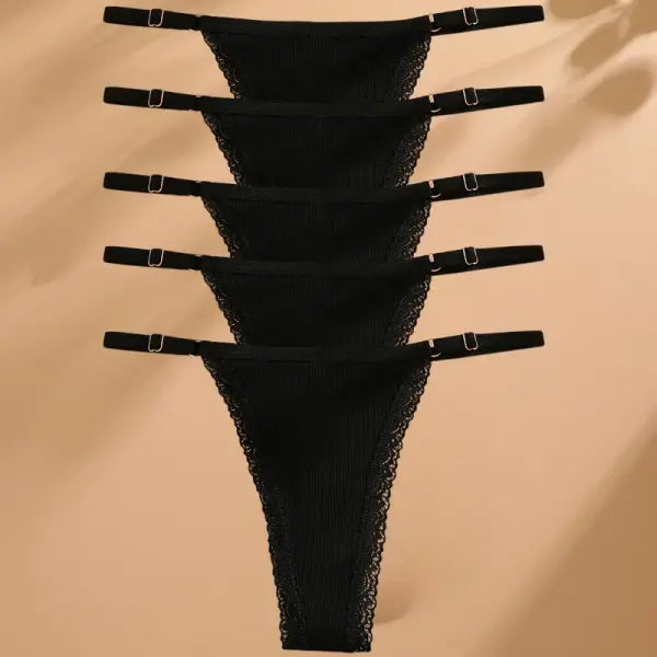 Elastane material composition women panties n447 cotton thong for casual style - Set6 / XL / Set