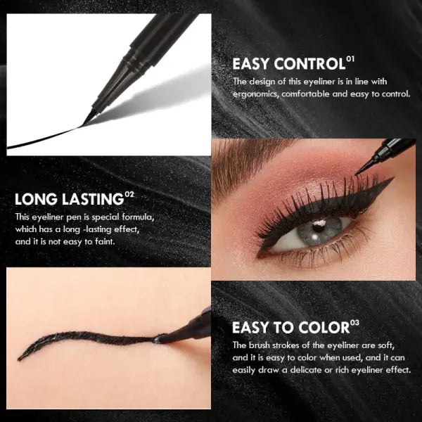5PCS/Set Smooth Liquid Eyeliner Pen Waterproof Long-lasting Makeup Black Ultra-fine Pen Tip,Create A Charming Eye