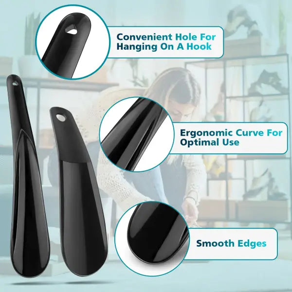 6.29‘’ 7.87‘’ Lightweight Plastic Shoehorn with Travel Shoe Horn Helper for Men Women-Kids Aid Accessories