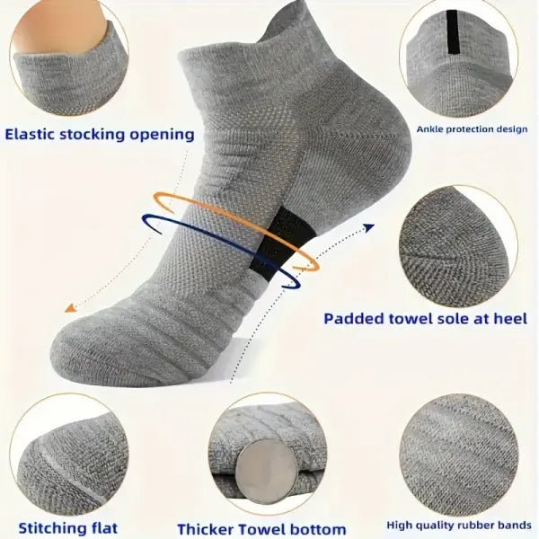 Men sports running towel bottom knit ankle socks