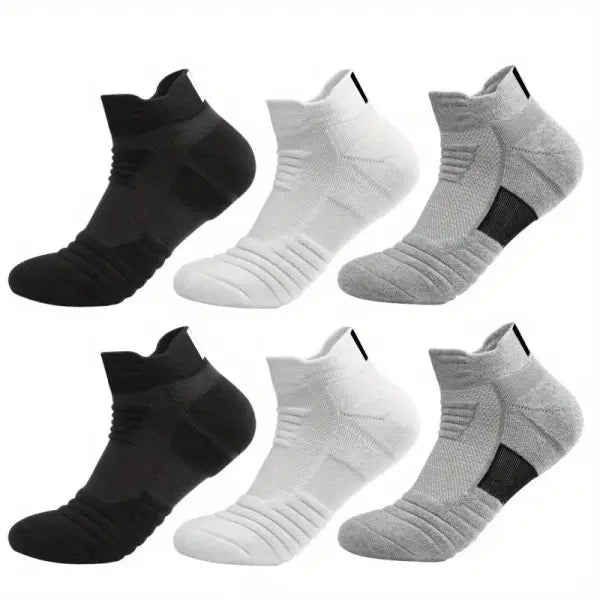 Men sports running towel bottom knit ankle socks - 6 Pairs-Short-Mix / EU 39-45(Normal)