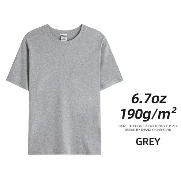 6.7oz 190GSM Combed Cotton T-Shirt – Solid Color Unisex Summer Tee for Custom Team & Class Uniforms - Grey / 3XL