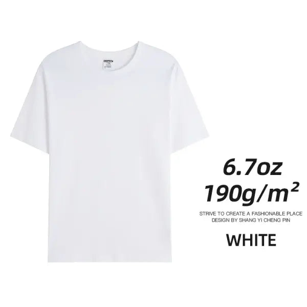 6.7oz 190GSM Combed Cotton T-Shirt – Solid Color Unisex Summer Tee for Custom Team & Class Uniforms - White / 2XL