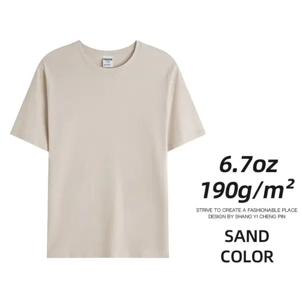 6.7oz 190GSM Combed Cotton T-Shirt – Solid Color Unisex Summer Tee for Custom Team & Class Uniforms - Sand Color / 4XL