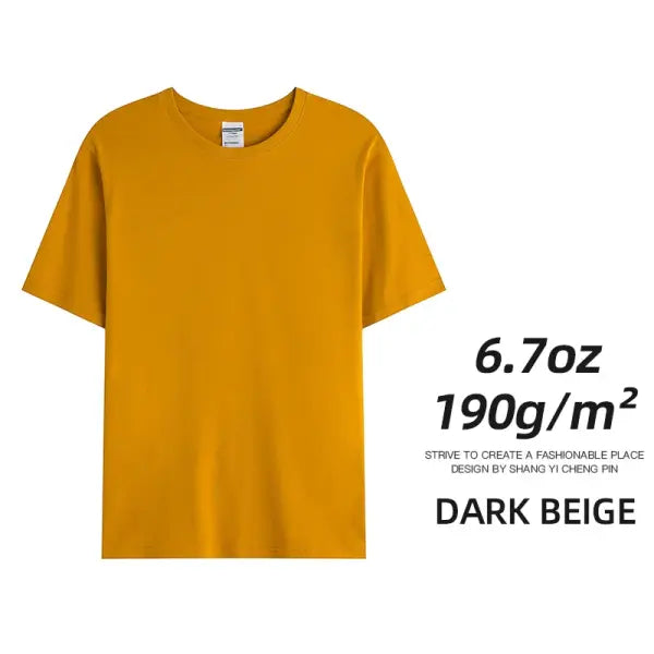 6.7oz 190GSM Combed Cotton T-Shirt – Solid Color Unisex Summer Tee for Custom Team & Class Uniforms - Dark Beige / M