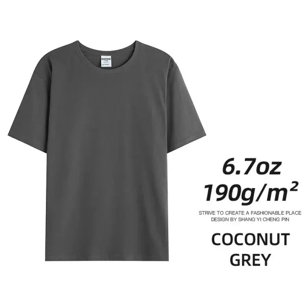 6.7oz 190GSM Combed Cotton T-Shirt – Solid Color Unisex Summer Tee for Custom Team & Class Uniforms - Cocont Grey / 4XL