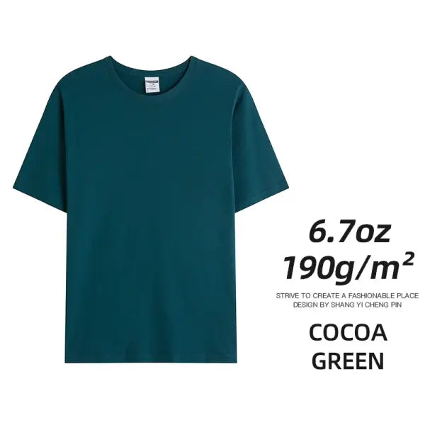 6.7oz 190GSM Combed Cotton T-Shirt – Solid Color Unisex Summer Tee for Custom Team & Class Uniforms - Cocoa Green / 4XL
