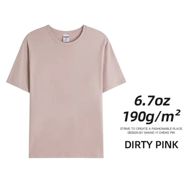 6.7oz 190GSM Combed Cotton T-Shirt – Solid Color Unisex Summer Tee for Custom Team & Class Uniforms - Dirty Pink / 3XL