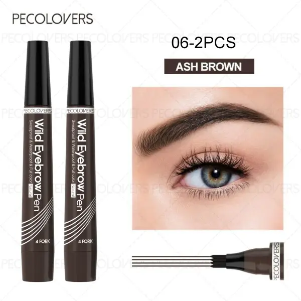 Waterproof 4-Tip Eyebrow Pen – Long-Lasting Microblading Tattoo Brow Pencil (6 Colors) - 06-2PCS