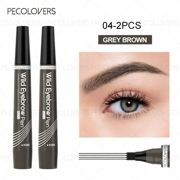 Waterproof 4-Tip Eyebrow Pen – Long-Lasting Microblading Tattoo Brow Pencil (6 Colors) - 04-2PCS