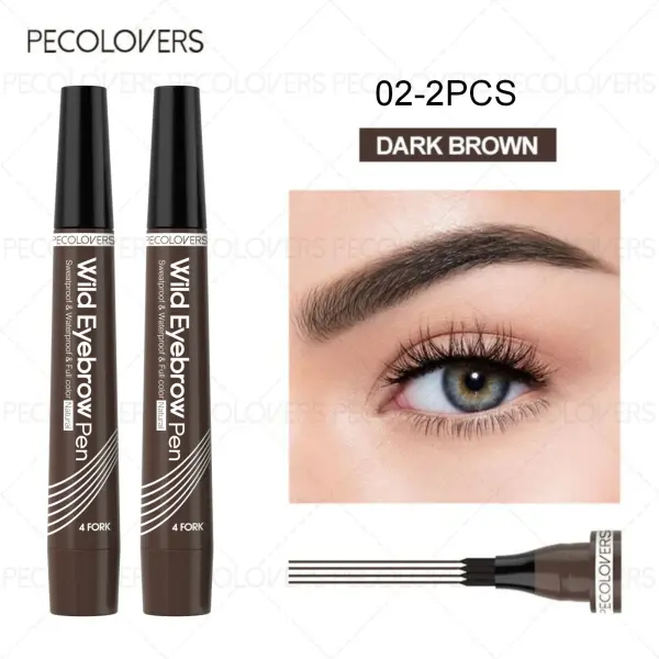 Waterproof 4-Tip Eyebrow Pen – Long-Lasting Microblading Tattoo Brow Pencil (6 Colors) - 02-2PCS