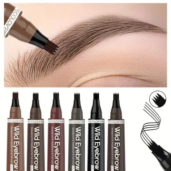 Waterproof 4-Tip Eyebrow Pen – Long-Lasting Microblading Tattoo Brow Pencil (6 Colors)