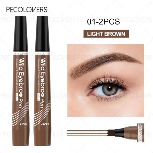 Waterproof 4-Tip Eyebrow Pen – Long-Lasting Microblading Tattoo Brow Pencil (6 Colors) - 01-2PCS