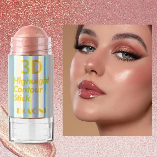 6 Colors 3D Highlighter Stick - Shimmer Contour Bronzer & Concealer Cream Makeup Tool - Himpall