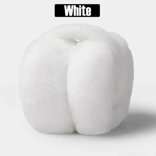 Soft Plush Winter Earmuffs – Solid Color Warm Ear Protectors for Women & Men 6 Fashion Colors - White