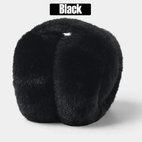 Soft Plush Winter Earmuffs – Solid Color Warm Ear Protectors for Women & Men 6 Fashion Colors - black