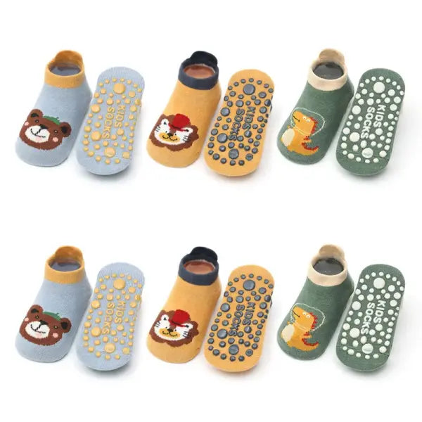 6 Pairs Kids Cotton Socks with Cartoon Animal Pattern and True-to-Size Fit - 6Pairs Boys Color / S 0-1Y 10-11cm