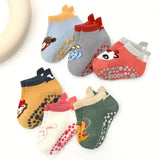 6 Pairs Kids Cotton Socks with Cartoon Animal Pattern and True-to-Size Fit