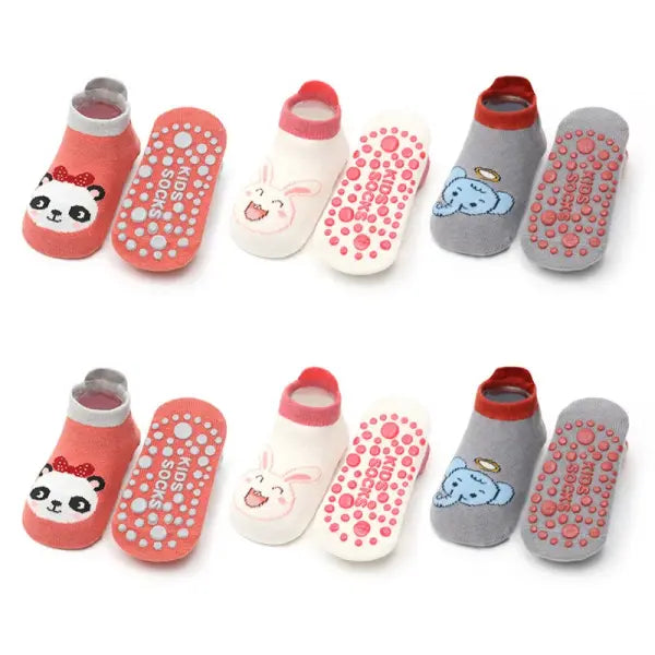 6 Pairs Kids Cotton Socks with Cartoon Animal Pattern and True-to-Size Fit - 6Pairs Girls Color / S 0-1Y 10-11cm