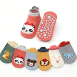 6 Pairs Kids Cotton Socks with Cartoon Animal Pattern and True-to-Size Fit