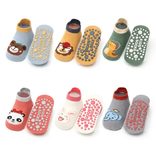 6 Pairs Kids Cotton Socks with Cartoon Animal Pattern and True-to-Size Fit - 6Pairs Mixed Color / S 0-1Y 10-11cm