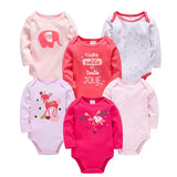 6PCS/3PCS Baby Bodysuit Set – 100% Cotton Long Sleeve Jumpsuits for Boys & Girls 0–12 Months