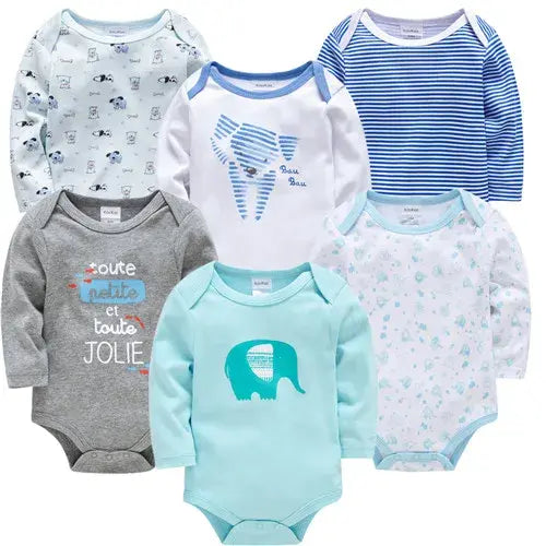 6PCS/3PCS Baby Bodysuit Set – 100% Cotton Long Sleeve Jumpsuits for Boys & Girls 0–12 Months - HY206771 / 18-24M